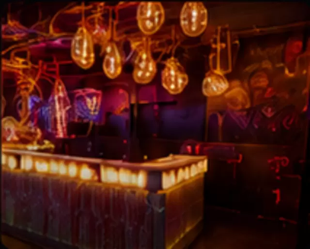 Premium bar alanı ve altın aydınlatmalar